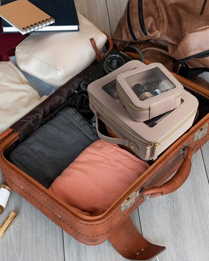 Clear Makeup Bag Small, TSA Approved Portable Toiletry Bag with Zipper Cosmetic Travel Bag Makeup Organizer Case Mini Makeup Pouch for Purse Car Organizer Bag for Women Men-FemmiqueWomen