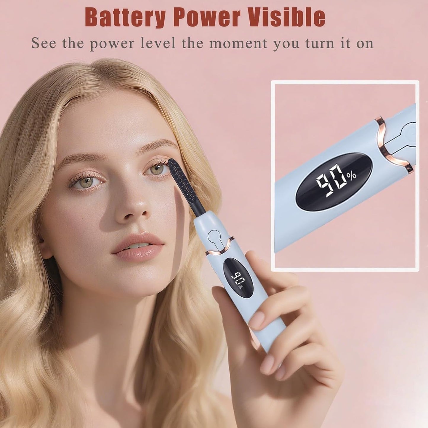 Heated Eyelash Curlers Electric Eyelash Curler with LED Display, 4 Temperature Modes Anti-Burn USB Rechargeable Natural Curling 24H Long Lasting for Women Makeup Tools Gifts-FemmiqueWomen