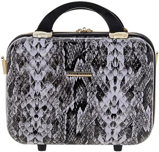 2-in-1 Essential St. Tropez Design Beauty Case - Black/Cream Python, Rose Gold-FemmiqueWomen