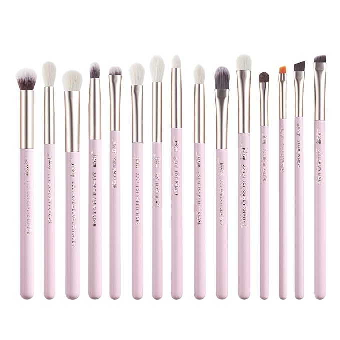 Jessup Eyeshadow Brushes 15pcs, Natural Eye Brush Set for Eyeshadow Blending Concealer Eyebrow Eyeliner, Blushing Bride T294-FemmiqueWomen