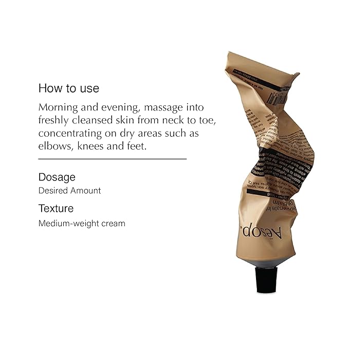 Aesop Rejuvenate Intensive Travel Body Balm | Deeply Nourish Very Dry Skin with Shea Butter and Coconut Oil | 3.4oz / 100 mL-FemmiqueWomen