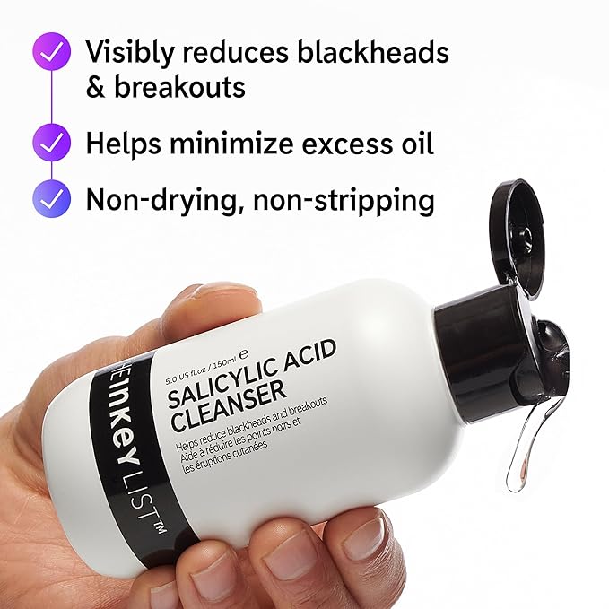 The INKEY List Salicylic Acid Cleanser, Face Wash for Blemishes, Blackheads, Oily Skin and Breakouts, Non-Drying Facial Cleanser Safe for All Skin Types, 5.0 fl oz-FemmiqueWomen