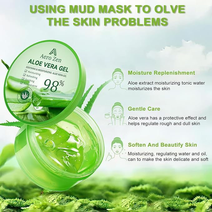 3-Pack Pure Aloe Vera Gel for Face & Body, 98% Pure Aloe Vera Gel for Skin, Scalp, & Hair, Soothing Aloe Face Moisturizer, Multipurpose Skin Care（30oz）-FemmiqueWomen