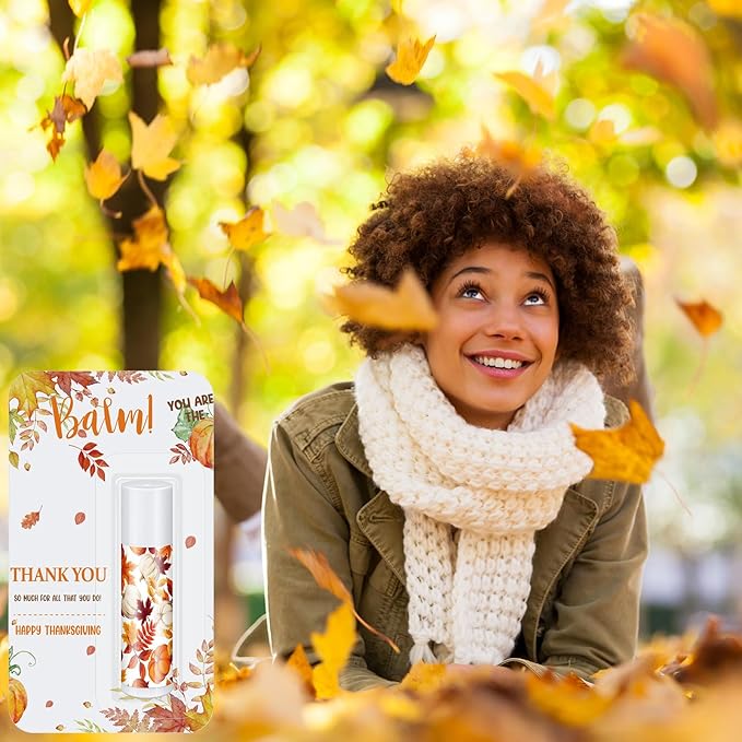 30 Pack Hello Fall Thanksgiving Party Gifts Bulk Lip Balms Favors Employee Appreciation Gifts Small Thank You Gifts for Women Men Satff Coworkers Teachers-FemmiqueWomen