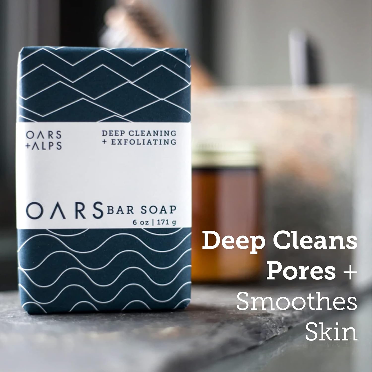 Oars + Alps Blue Charcoal Exfoliating Bar Soap for Men, Deep Cleaning & Exfoliating Soap, Dermatologist Tested & Made with Natural Clean Ingredients, All Skin Types, Travel Size, 1pk, 6oz-FemmiqueWomen