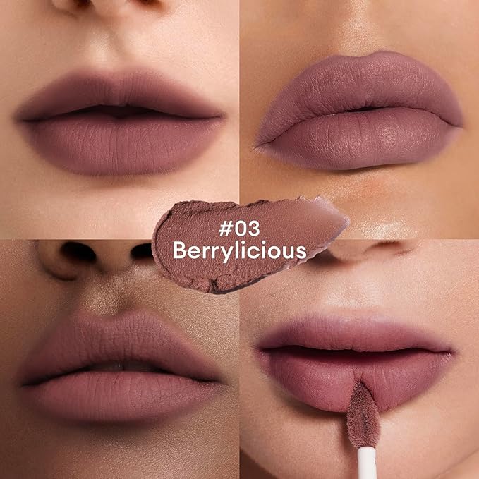 ITY Velvet Matte Finish Lip Stain-Mousse Textured Lip Clay, Red Shade, Conceals Lip Lines, Rich Pigment Lip Tint Lipsticks, 0.14 oz (4g) in Earthy, Berrylicious.-FemmiqueWomen