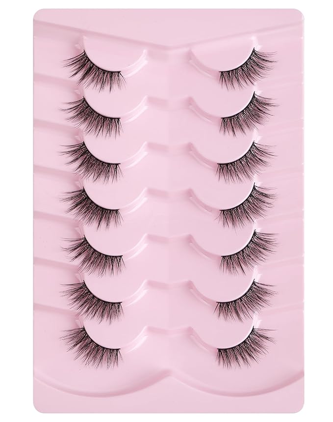 Onlyall Half Eyelashes Corner Lashes Natural Lashes Half Lashes Wispy End Lashes Corner Eyelashes 3/4 Lashes 7 Pairs C19-FemmiqueWomen