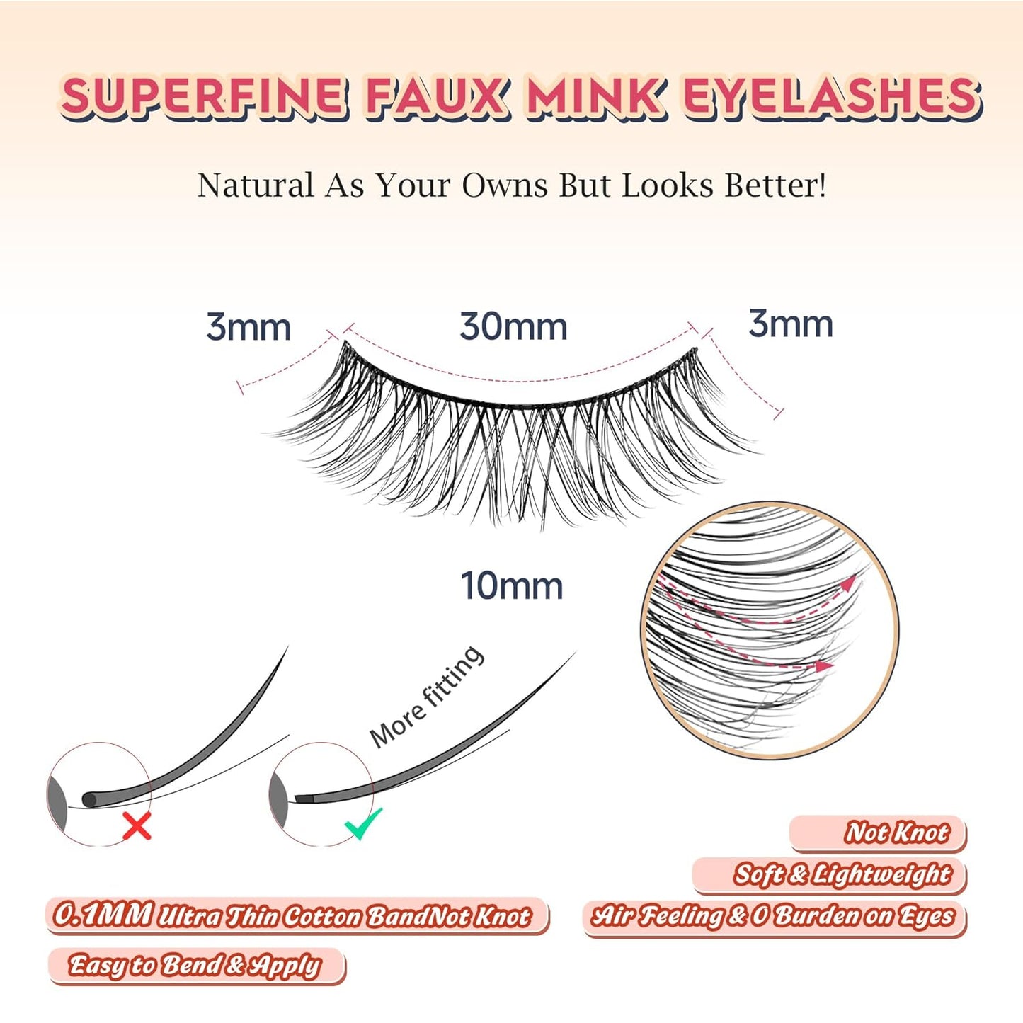 Lashes Wispy Eyelashes False Eyelashes 10MM Short Lash Thin Band Strip Lashes Natural Lashes 3D Volume Eyelashes Soft False Lashes 7 Pair Siligli-FemmiqueWomen