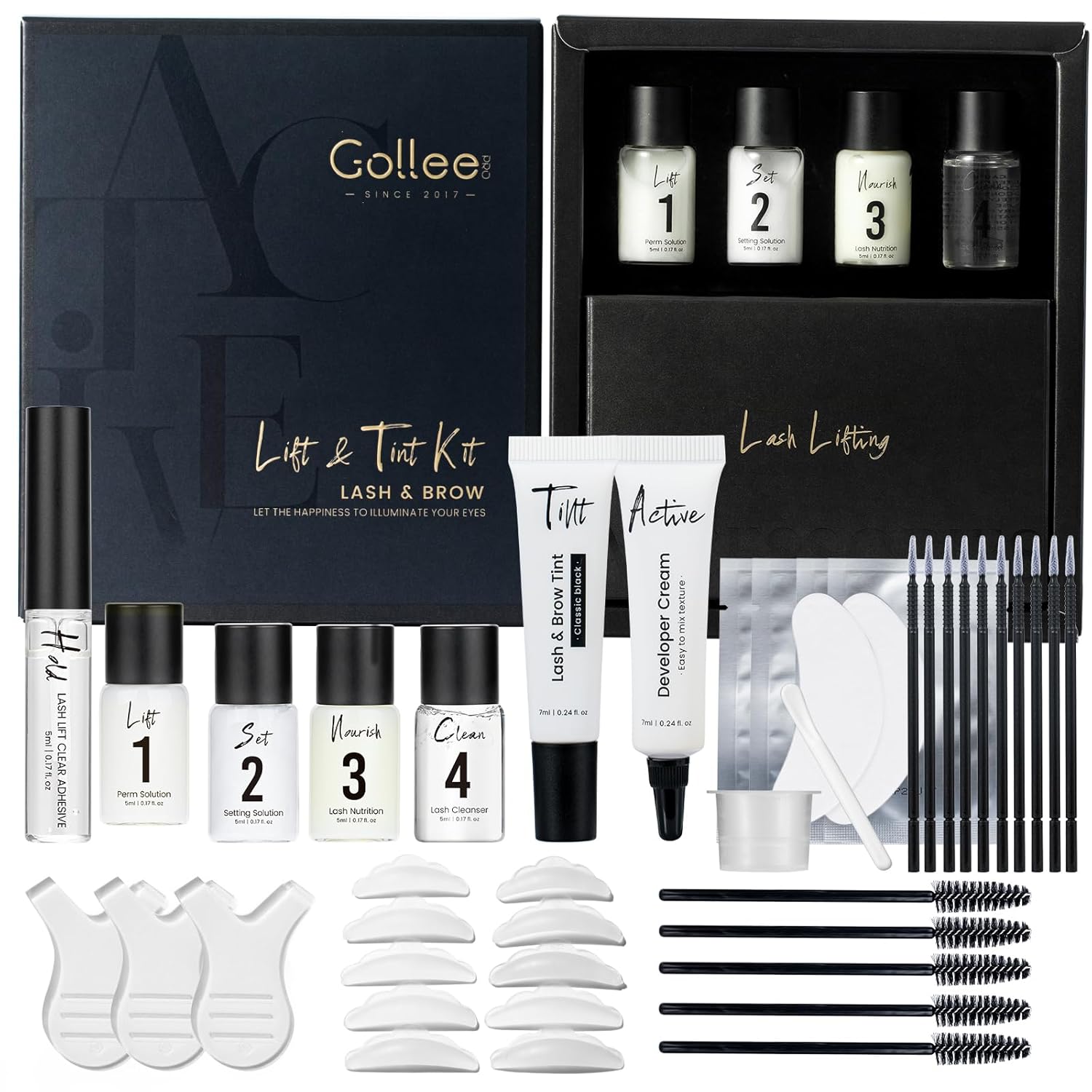 GOLLEE Lash Lift and Black Color Kit Brow Lamination Kit Black Eyelash & Eyebrow Set Eyelash Perm Kit With Detail Instruction and Complete Tools Easy For Beginner Achieve Salon-Quality at Home-FemmiqueWomen