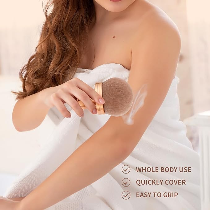 docolor Extra Large Body Makeup Brush For Self Tanner, 3 Inch Width Self Tanning Blend Brush, Soft synthetic hair, Powder, Foundation, Blusher, Bronzer, Face and Body Brush Gift box-FemmiqueWomen