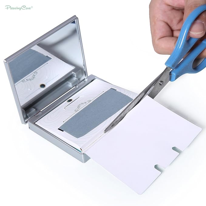 Makeup Mirror with Facial Oil Blotting Paper Sheets - Bamboo Charcoal 100 Counts, Silver Compact Folding Cosmetic Travel Mirror-FemmiqueWomen