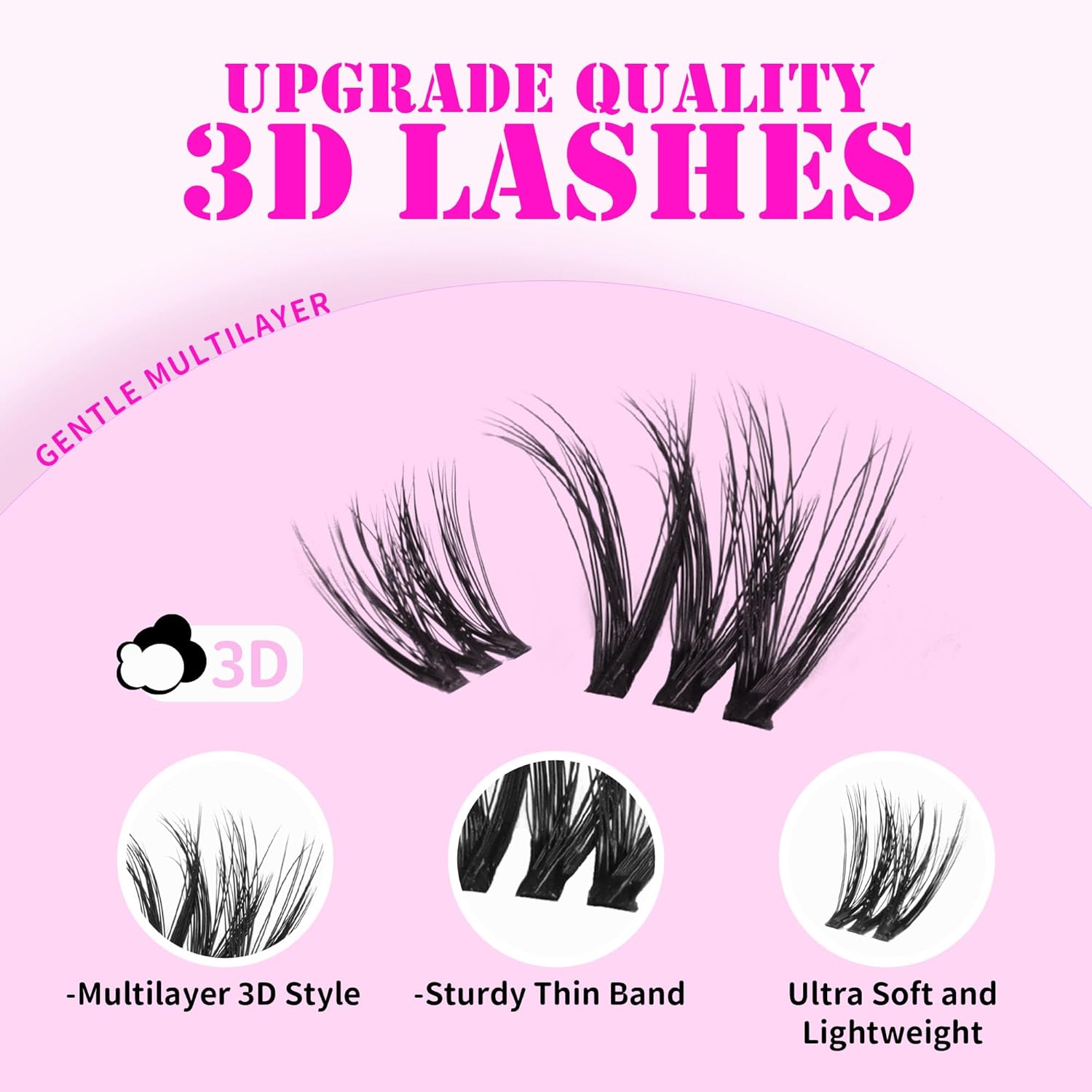 GAQQI Lash Clusters, Cluster Eyelash Extensions 110 Cluster Lashes, Wispy Volume Eyelash Clusters 10-14mm, Multilayered 3D Individual Lashes, Soft and Thin Band (3D-GQ08)-FemmiqueWomen