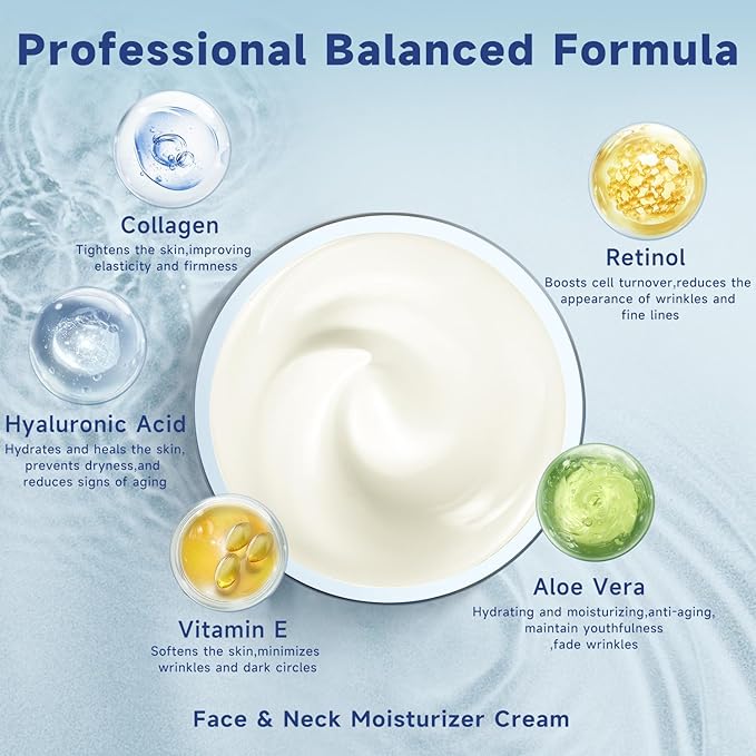 Retinol Cream for Face, Collagen Neck Creams for Tightening and Firming, Anti Aging Day & Night Facial Moisturizer for Women & Men, Instant Face Lift Wrinkle Cream 2-Pack-FemmiqueWomen