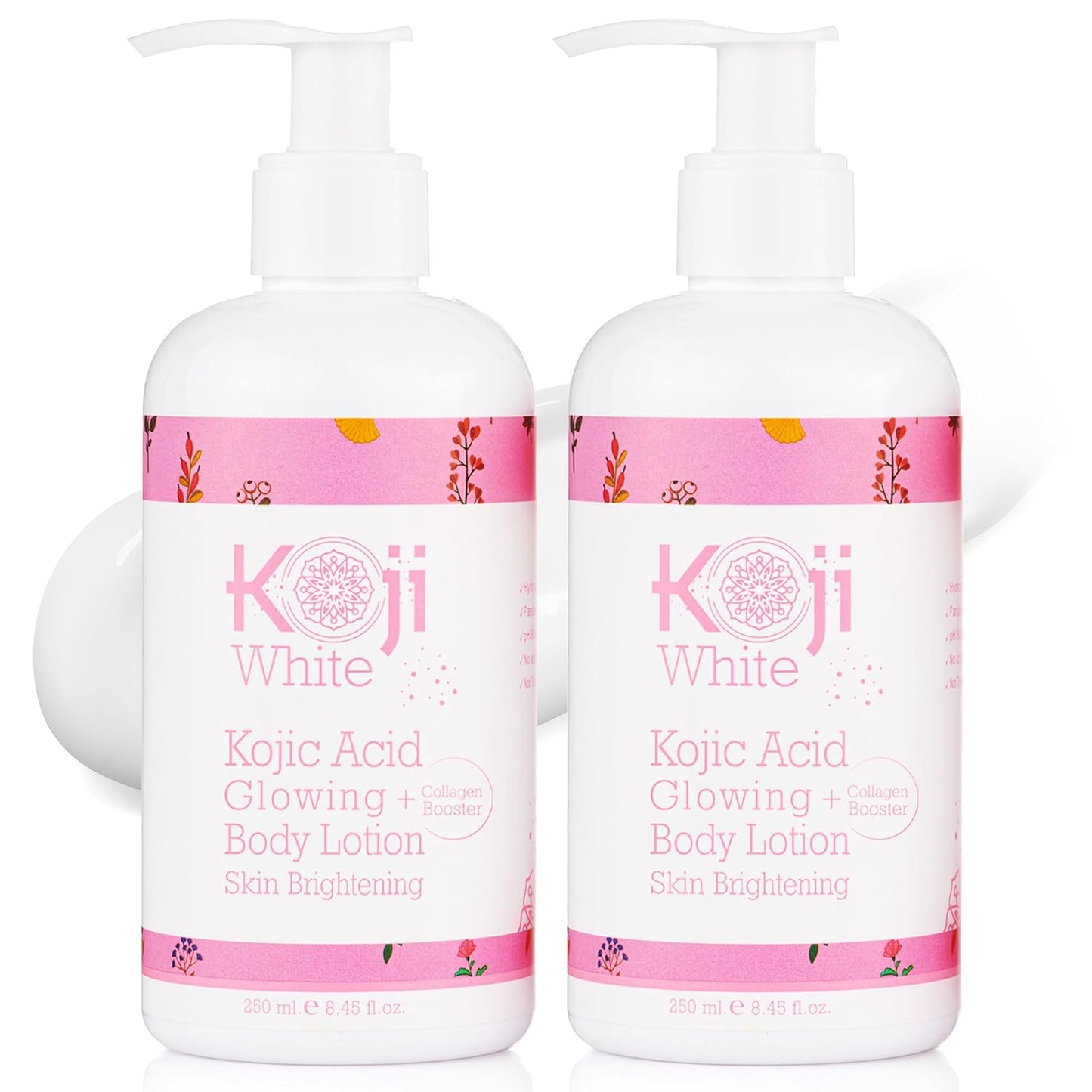 Koji White Kojic Acid & Collagen Body Lotion, Women Gifts Set for Skin Brightening with Arbutin, Glowing Skin, Moisturizer & Radiant Complexion, Uneven Skin Tone - Vegan, 8.45 Fl Oz (2 Packs)-FemmiqueWomen