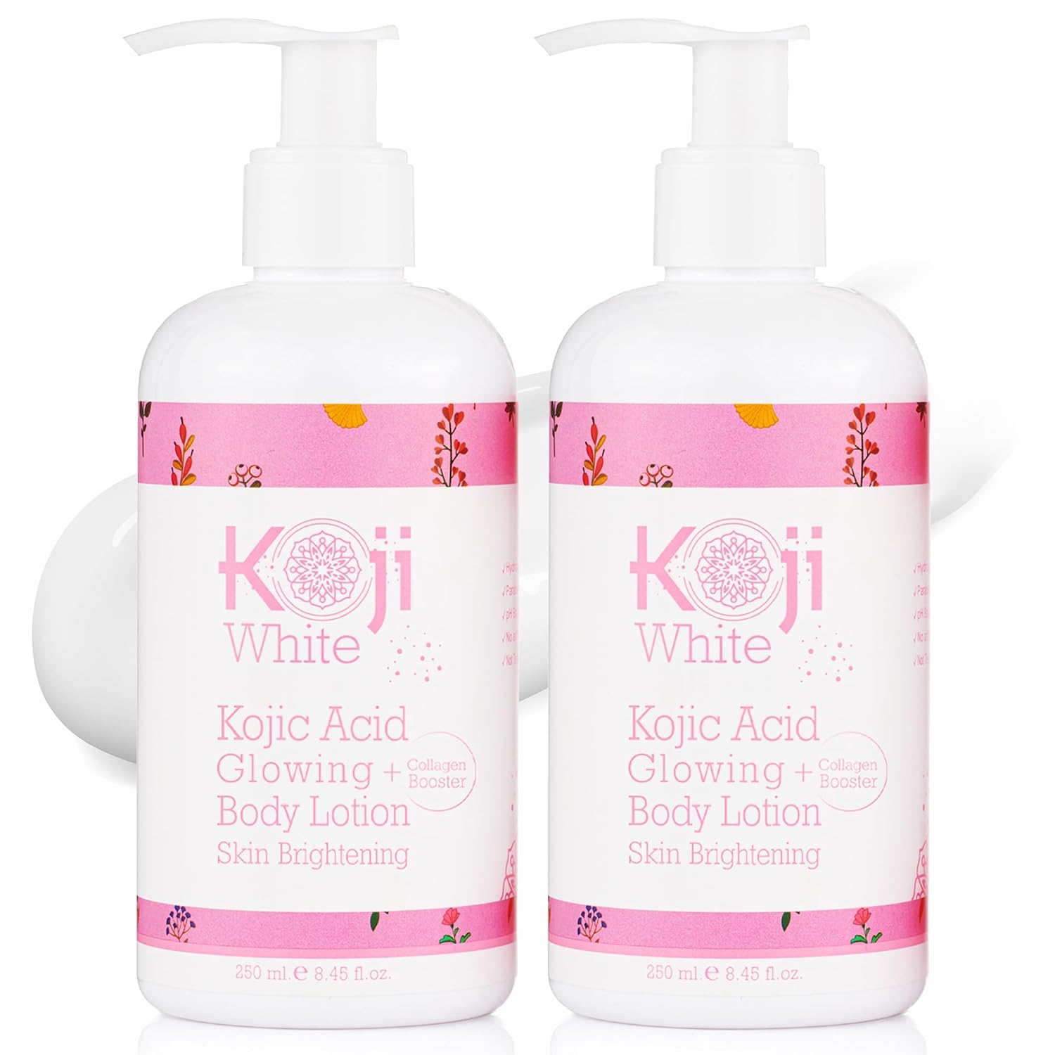 Koji White Kojic Acid & Collagen Body Lotion, Women Gifts Set for Skin Brightening with Arbutin, Glowing Skin, Moisturizer & Radiant Complexion, Uneven Skin Tone - Vegan, 8.45 Fl Oz (2 Packs)-FemmiqueWomen