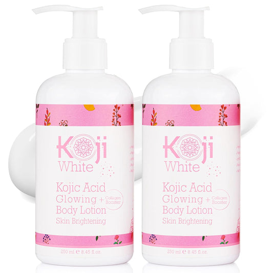 Koji White Kojic Acid & Collagen Body Lotion, Women Gifts Set for Skin Brightening with Arbutin, Glowing Skin, Moisturizer & Radiant Complexion, Uneven Skin Tone - Vegan, 8.45 Fl Oz (2 Packs)-FemmiqueWomen
