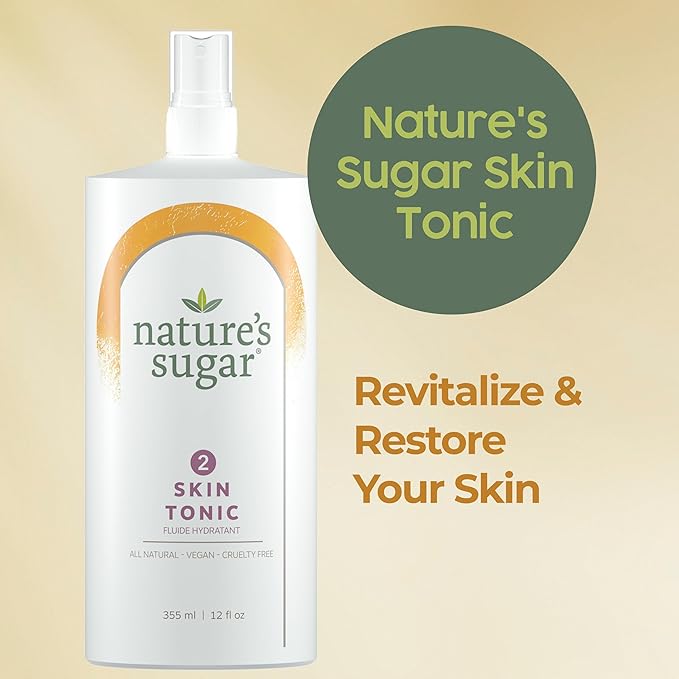 Nature’s Sugar Skin Tonic – Hydrating Toner Spray for Face and Body – Pre and Post Sugaring Skincare for Women and Men – Soothing Sensitive Skin, Balancing, Moisturizing, Pore Care – 355mL