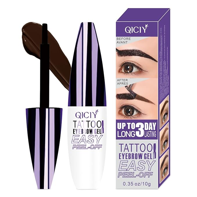 2025 New Tattoo Eyebrow Gel Easy Peel Off for Women, Upgrade Eyebrow Tattoo Peel Off, Transfer-proof Eyebrow Gels Waterproof for All Skin Types (Dark brown)-FemmiqueWomen