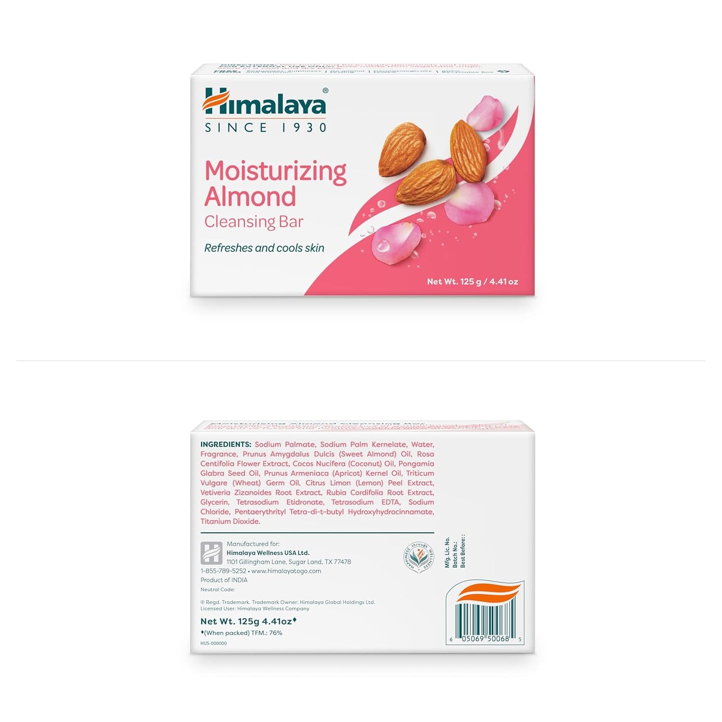 Himalaya Moisturizing Almond Cleansing Bar, Face and Body Soap for Soft Skin, 4.41 oz, 12 Pack-FemmiqueWomen