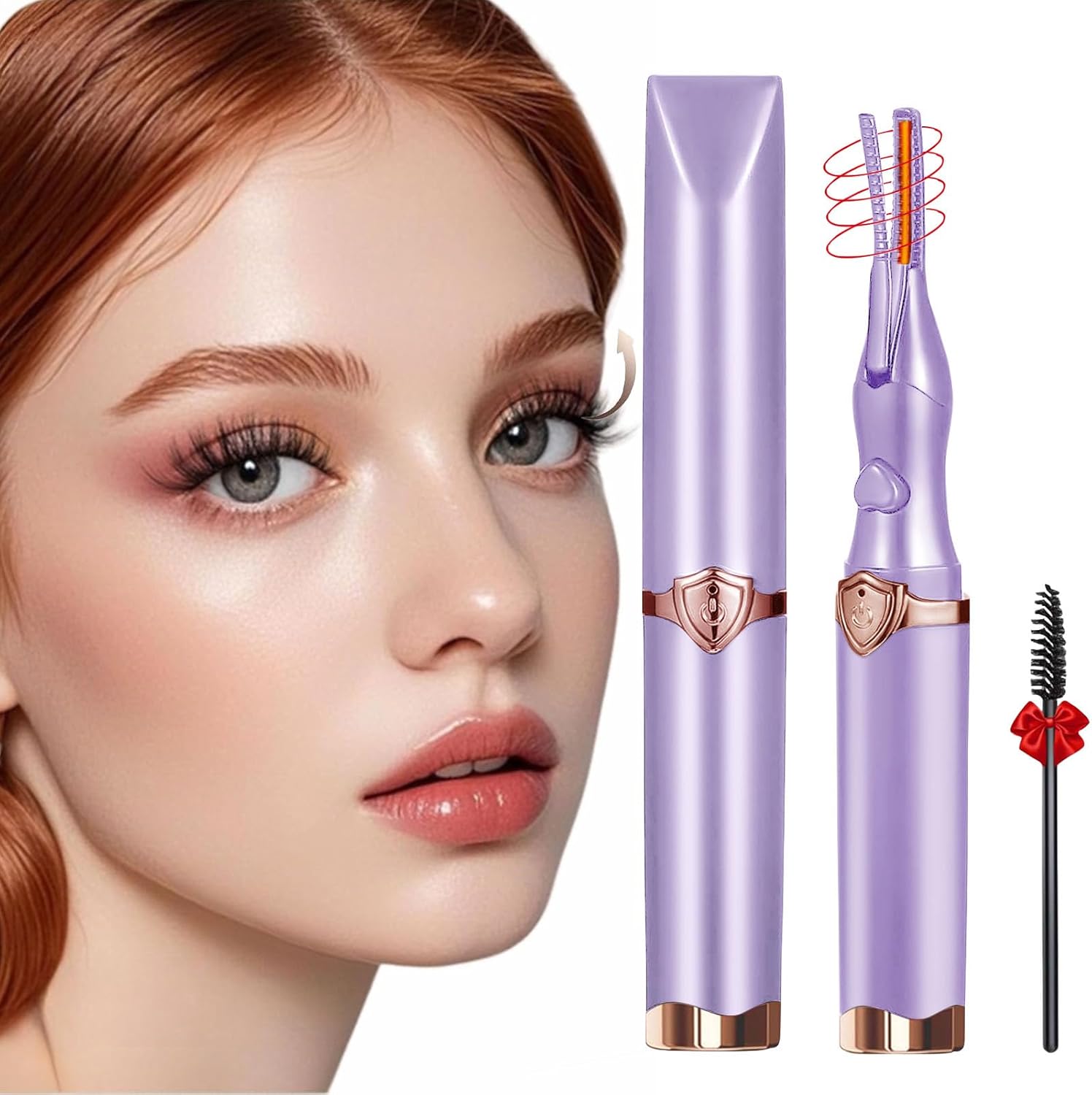 Heated Eyelash Curler, 2-in-1 Clip-Type Design, 3 Temperature Modes, USB Rechargeable Electric Eyelash Curler, Natural Curling 24H Long-Lasting Curl, Gift for Women & Girls, Purple CB-FemmiqueWomen