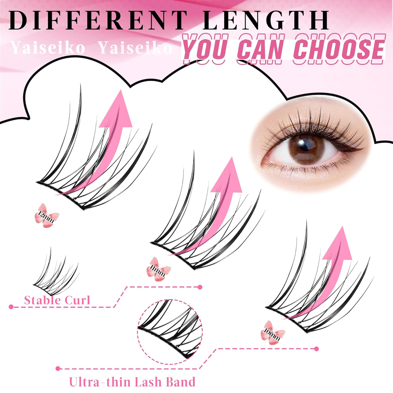 Natural Lash Clusters Wispy DIY Cluster Eyelash Extensions C Curl Individual Lashes 10-12mm Short Eyelash Clusters Manga Cluster Lashes 120pcs Lashes Clusters-FemmiqueWomen