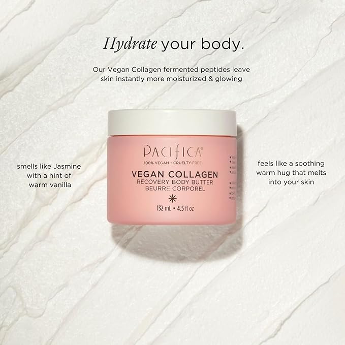 Pacifica Beauty | Vegan Collagen Body Butter | Hydrating, Nourishing, Moisturizer | Long-Lasting Hydration | Cream Lotion for Dry Skin | Light Floral Scent | Paraben Free | Vegan + Cruelty Free-FemmiqueWomen