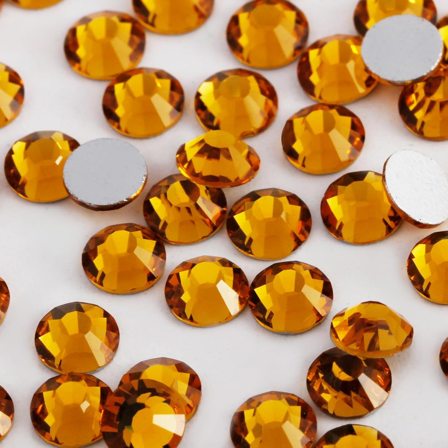 2000 PCS SS16 Flatback Rhinestones,12-Facet Diamond-Cut Glass Gems for Nail Art,Clothing,DIY Crafts,Glue-On Decoration Stones with Silver Backing,Topaz-FemmiqueWomen