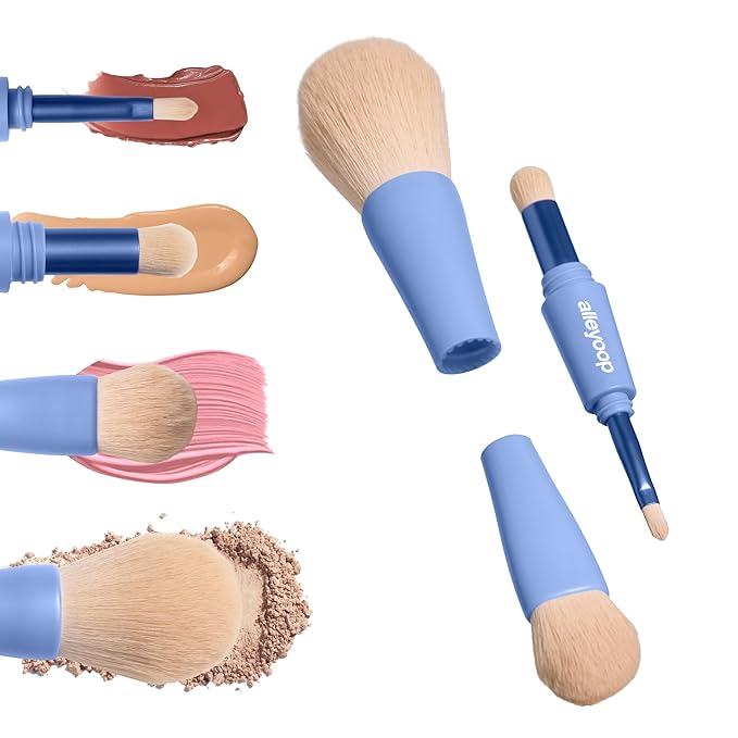 Alleyoop Overachiever 4-in-1 Travel Makeup Brush Set – Powder, Blending, Precision & Complexion Brushes – Mini Makeup Brush for Women, Vegan, Multi-Use & Travel-Friendly Makeup Tool-FemmiqueWomen
