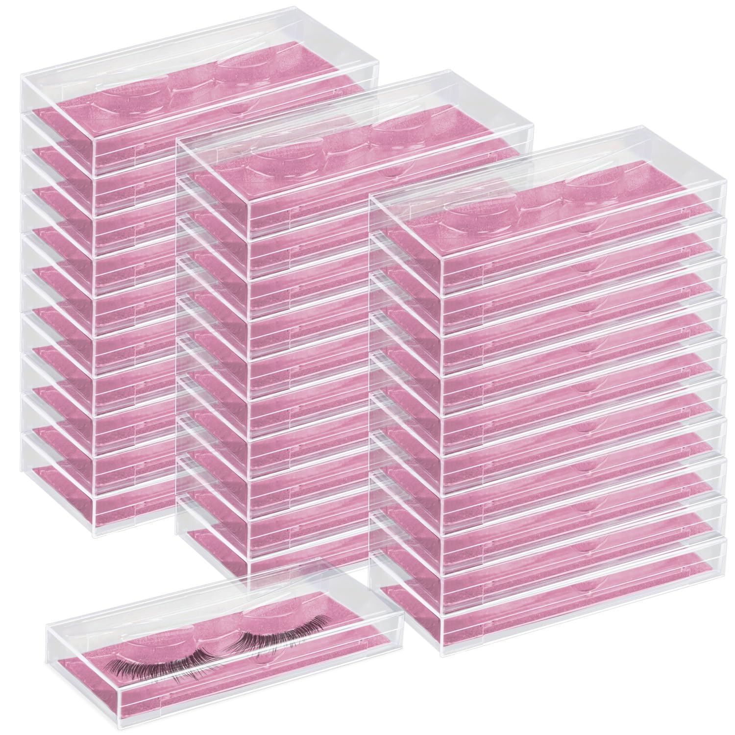 Rocutus Empty Lash Boxes for False Eyelashes - 30 Pack Lash Cases, Customizable Eyelash Packaging, Bulk Lash Storage Containers, Lash Box Packaging, Premium Display & Protection (Pink)-FemmiqueWomen
