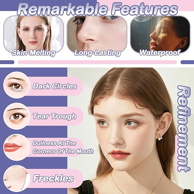 2PCS Tri Color Corrector Face Concealer Palette Set with Brush,Moisturizing Long Lasting Waterproof Color Correcting Concealer Full Coverage Cream Contour Foundation Makeup Palette Kit-FemmiqueWomen