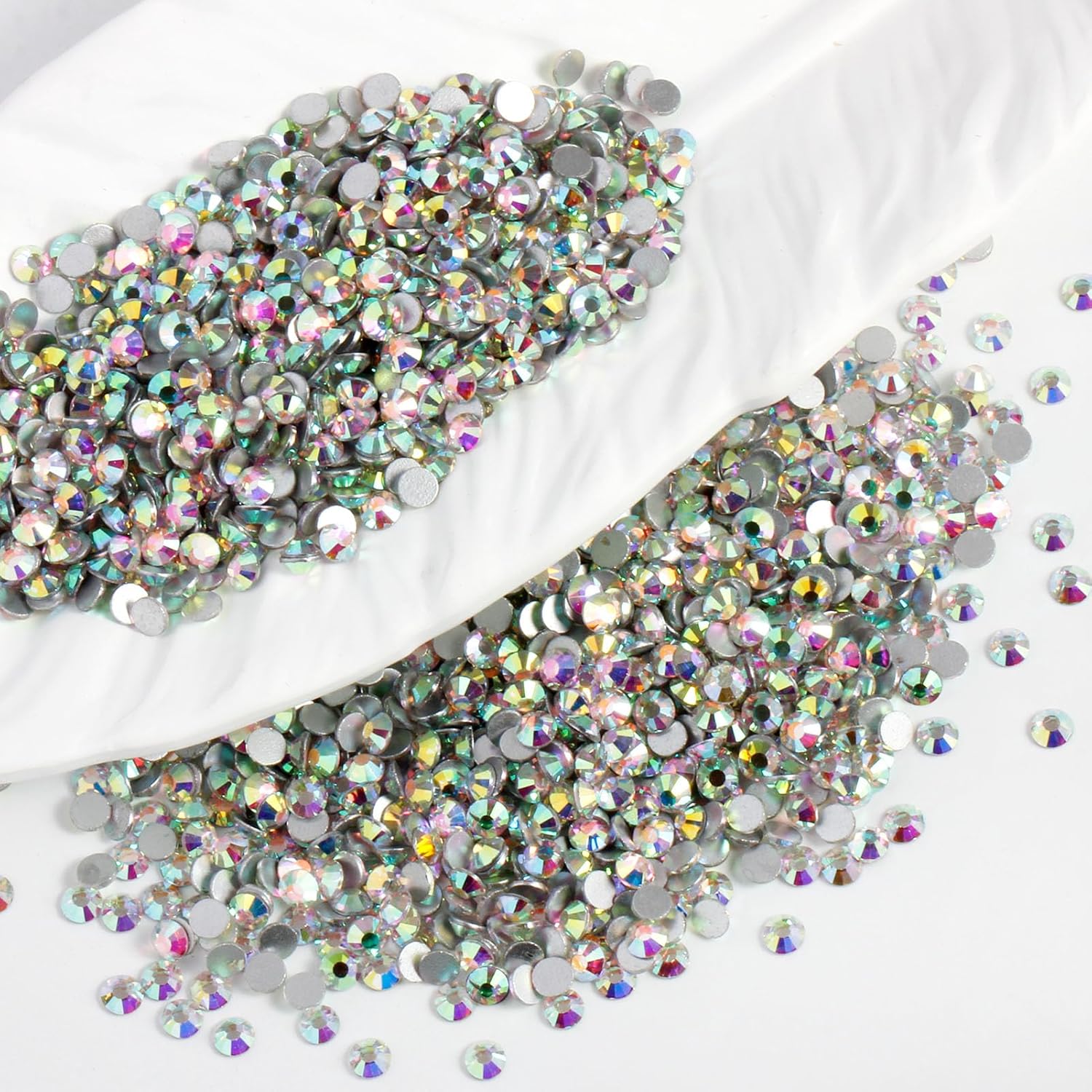 2000PCS SS20 Flatback Rhinestones | 12-Facet Diamond-Cut Glass Gems for Nail Art, Clothing, DIY Crafts |Glue-On Decoration Stones with Silver Backing(Crystal AB)-FemmiqueWomen