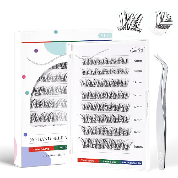 GAQQI Self Adhesive Eyelashes Clusters, No Glue Lash Clusters 10-16mm Wispy & Wet Cluster Lashes, No Band Press On Lashes, More Comfortable & Stronger Hold (Rabbit）-FemmiqueWomen