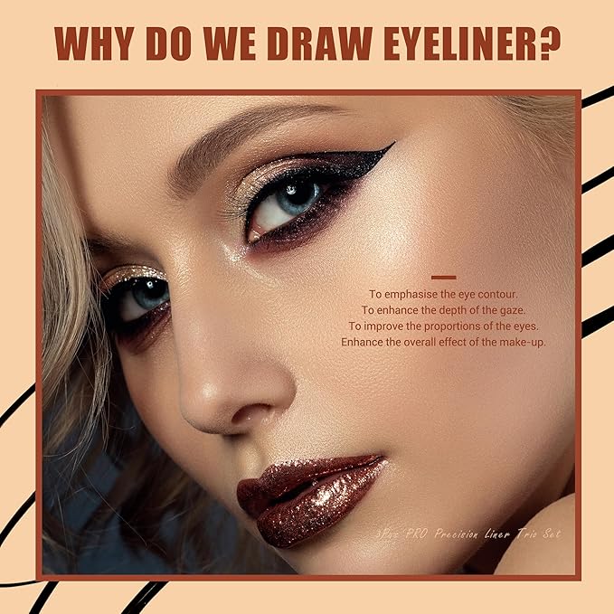 Jessup Eyeliner Brush Set, 3pcs Pro Precision Eyeliner Brushes Fine Point Angled Thin Gel Liquid Flat Winged Eye Liner Brush, Black T346-FemmiqueWomen