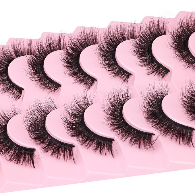 Kiromiro Lashes False Eyelashes Cat Eye Faux Mink Lashes Wispy Strip Lash 6D Volume Fake Lash Natural Look Eyelashes Pack 7 Pairs-FemmiqueWomen