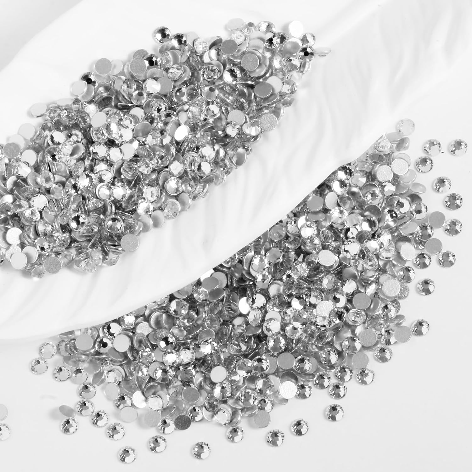 3000PCS SS10 Flatback Rhinestones | 12-Facet Diamond-Cut Glass Gems for Nail Art, Clothing, DIY Crafts |Glue-On Decoration Stones with Silver Backing(Crystal)-FemmiqueWomen