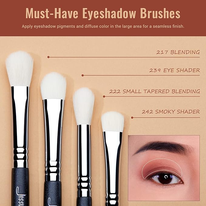 Jessup Eyeshadow Brush Set 11pcs Eye Makeup Brushes Set Professional Eye Shadow Brush Blending Brush Shader Crease Brush Black T340-FemmiqueWomen