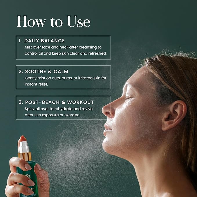 Hylunia Colloidal Silver Mist Toner 5.1 fl. oz. – Hydrating Versatile Toner for Acne-Prone Inflamed Skin | Infused with Colloidal Silver & Lavender for Glowing Skin Cuts & Burns, Body-Refresher-FemmiqueWomen