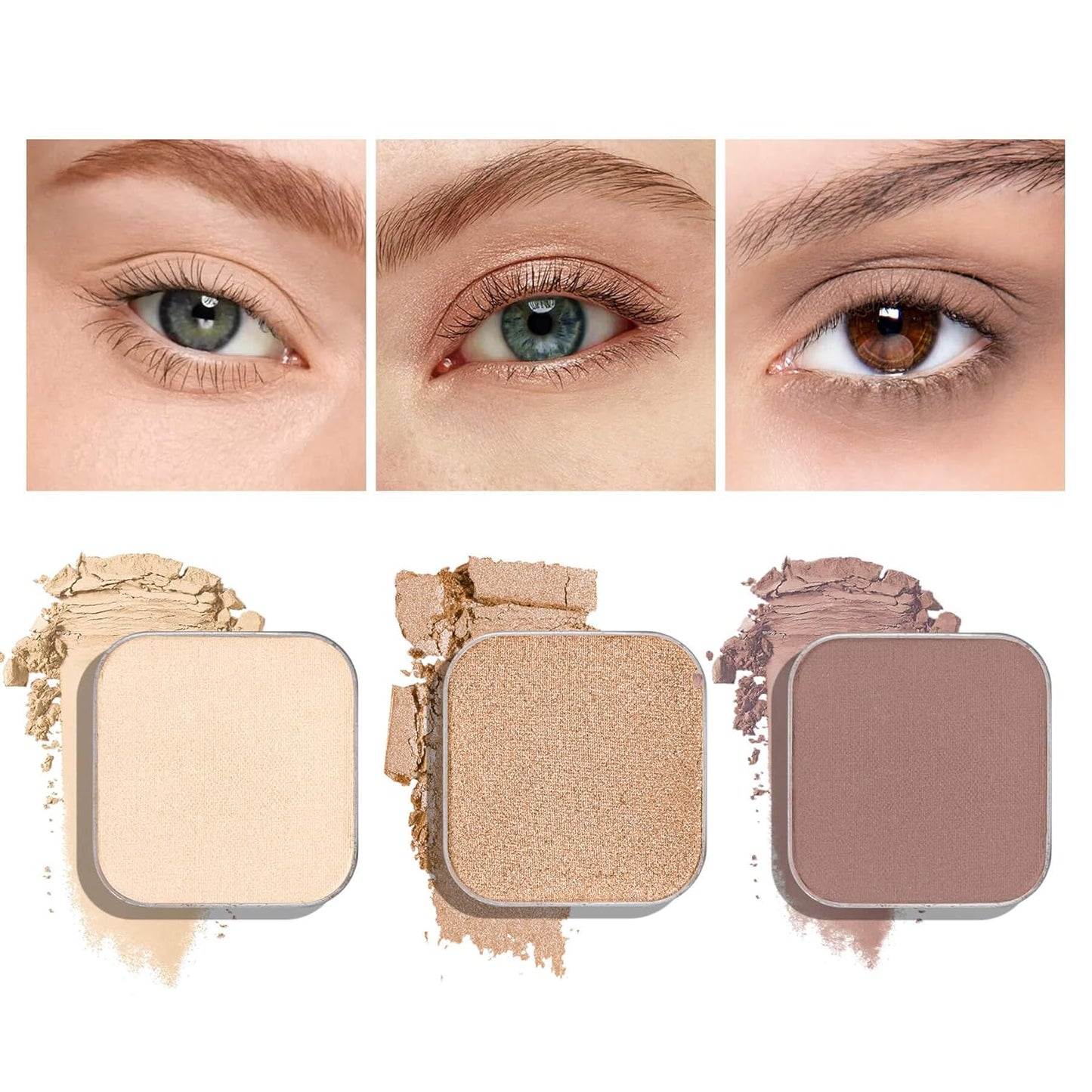 3-Color Eyeshadow Combo Pack – Matte & Shimmer Neutral Shades,Powder, Highly Pigmented, Long-Lasting, Refills Pans for Custom Magnetic Palette-FemmiqueWomen