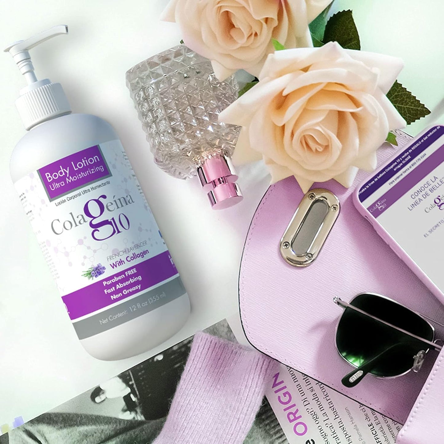 Colageina 10 Ultra Moisturizing Body Lotion (12 fl oz) - French Lavender - Non Greasy, Fast Absorbing, Anti-Aging, Daily Lotion Powered by Hydrolyzed Collagen-FemmiqueWomen