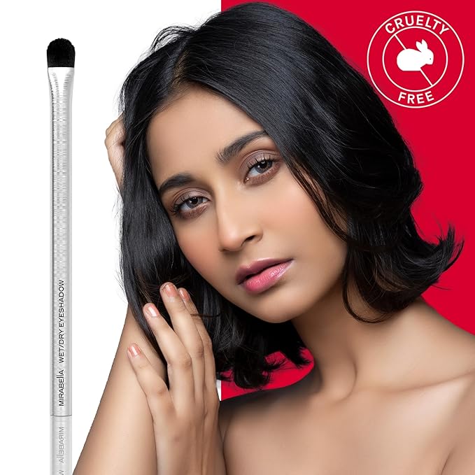 Mirabella Wet & Dry Eyeshadow Brush, Premium Professional Makeup Brush Collection, Cruelty-Free Synthetic Bristle Brush, Hand-Sculpted Brushed Aluminum Handle, Luxury Blending Brush for Makeup-FemmiqueWomen