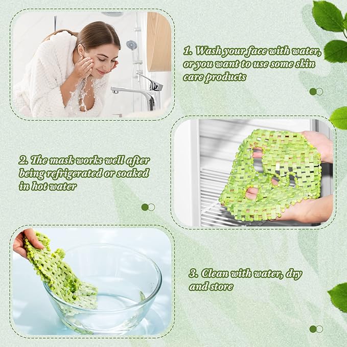 Jade Facial Mask, Jade Sleep Natural Stone Mask, Green Facial Cooling Mask, Jade Eye Mask Beauty Skincare Massage Tools for Alleviate Puffiness Face Massage Puffy Eyes Dark Circles-FemmiqueWomen