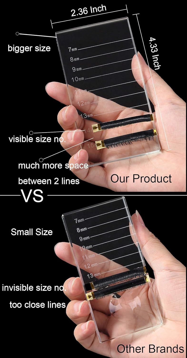 Eyelash Extension Crystal Pallet Lash Holder Tray Bigger Size with Storage Case 4.3x2.4 Inch,7-15 mm-FemmiqueWomen