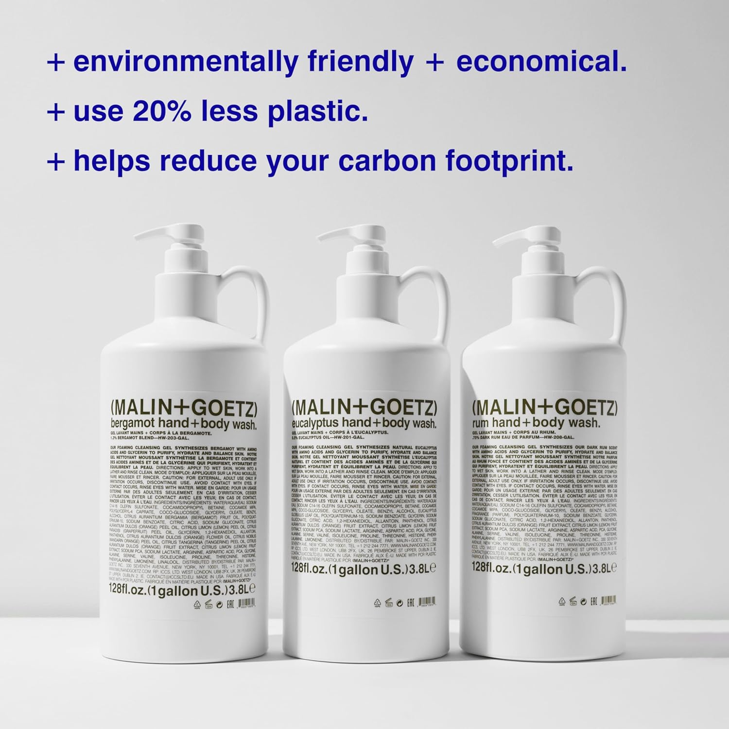 MALIN+GOETZ Rum Hand + Body Wash, 128 Fl. Oz. – Allows Up to 15 Refills, Natural Cleansing, Purifying & Hydrating for Women & Men, For All Skin Types, No Stripping or Drying, Cruelty-Free & Vegan-FemmiqueWomen