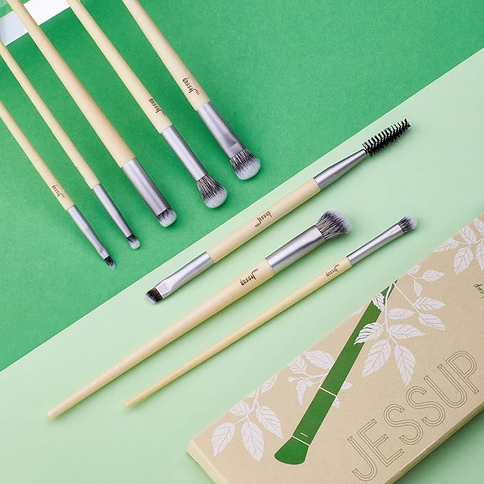 Jessup Eyeshadow Brush Set 8pcs Eye Makeup Brushes Premium Cruelty-Free Eyeshadow Blending Concealer Eyebrow Eyeliner Spoolie Brush Kit T328-FemmiqueWomen
