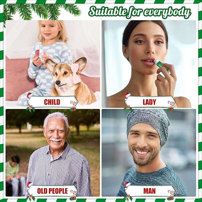 36 Pcs Lip Balm Bulk Easter Basket Stuffers Christmas Gifts for Kids Holiday Lip Balm Moisturizing Stick Lip Care Multipack Flavored Lip Balm for Party Supplies in 6 Flavors (Santa Claus)-FemmiqueWomen