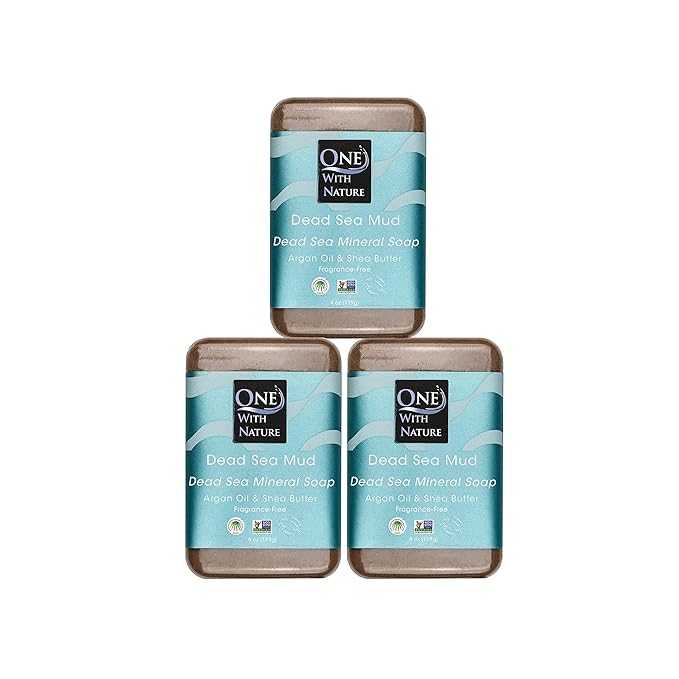 One With Nature Dead Sea Mud Soap 4oz 3-Pack – Purifying and Exfoliating Soap Bar with Dead Sea Salt Minerals for Face & Body, for Men & Women-FemmiqueWomen