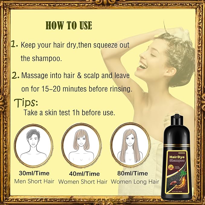 Light Brown Shampoo Para Pintar el Cabello - Instant Hair Dye Shampoo 3 in 1 Refresh Hair Color, Herbal Shampoo Hair Dye for Women Men, Easy to Use & Long Lasting Hair Color Shampoo 16.90 oz-FemmiqueWomen