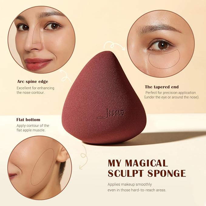 Jessup Makeup Brush Foundation Brush with Makeup Sponge 1pc Kabuki Brush for Liquid, Cream or Flawless Powder Cosmetic Face Boby Brush, T882-FemmiqueWomen