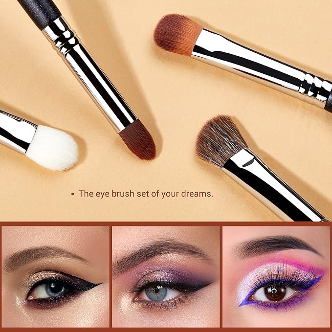 Jessup Eyeshadow Brush Set 12pcs Eye Makeup Brushes Set Professional Premium Sythetic Eye Shadow Blending Smoky Shader Concealer Brush Black T339-FemmiqueWomen