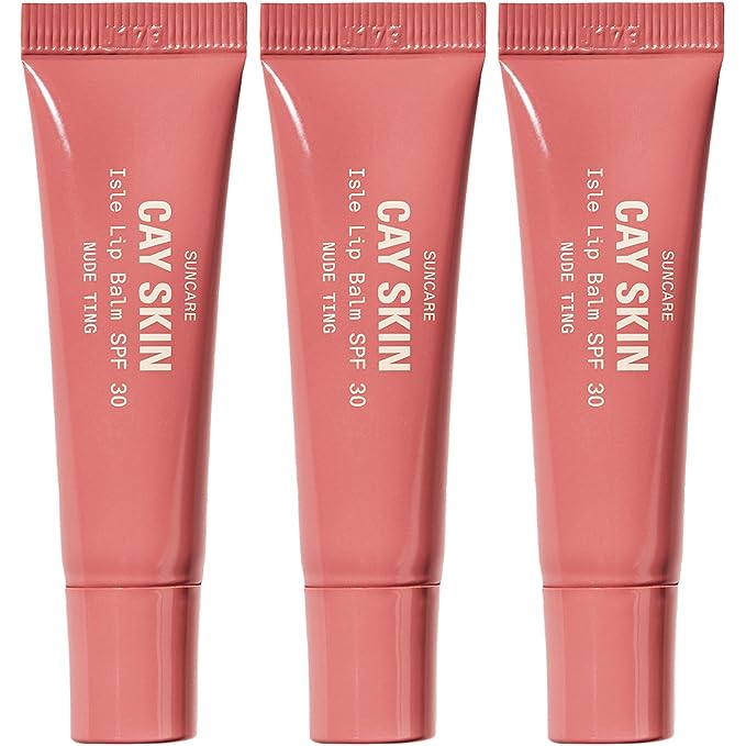 Cay Skin Isle Lip Balm SPF 30 – High Shine, Hydrating + Sheer Lip Gloss in Vanilla Brown Sugar Flavor – Formulated with Natural Ingredients for All Skin Tones – 3-Pack, Nude Ting-FemmiqueWomen